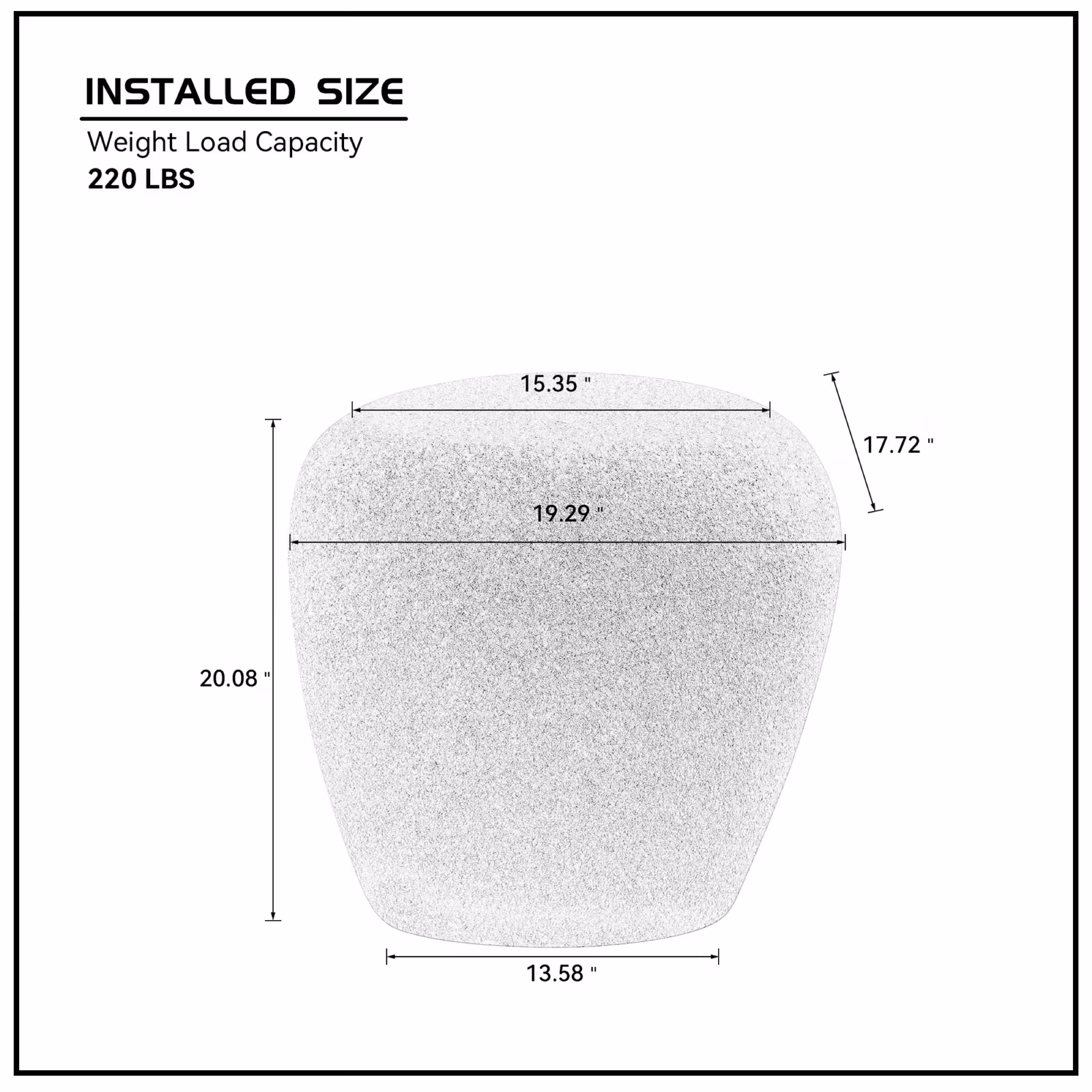 19.29 Inch Irregular Fiberglass Side Table Durable, Scratch-Resistant & Waterproof End Table For Living Room,Apartment,Office,Matt Black