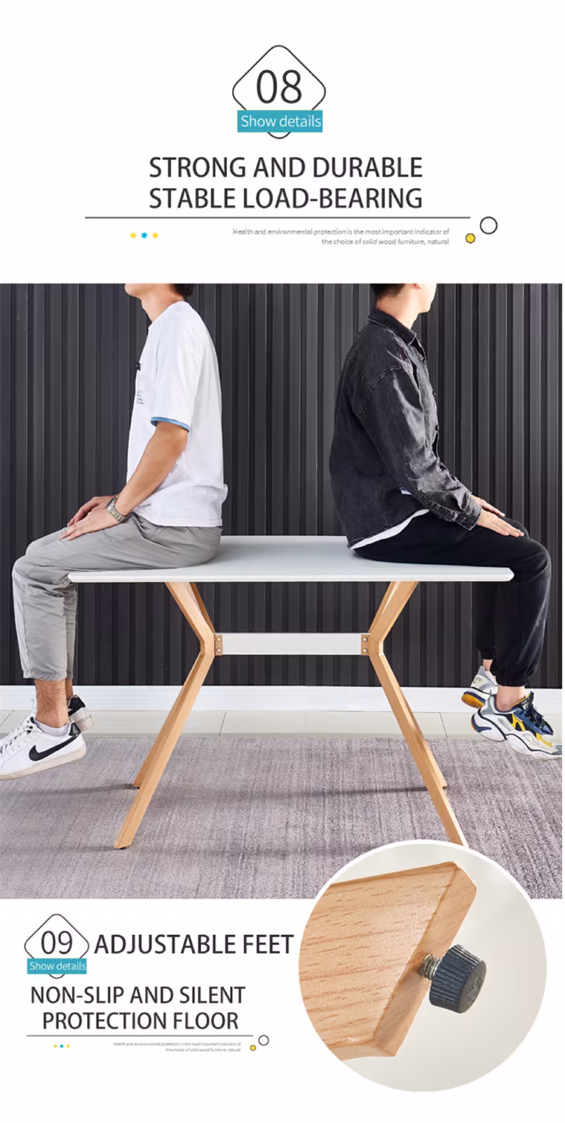 Modern Minimalist StyleDining Table MDF Anti-Scratch Top Metal Shelf Metal Heat Transfer Legs Leveling Feet For Dining Room Kitchen Office Table X 1 White