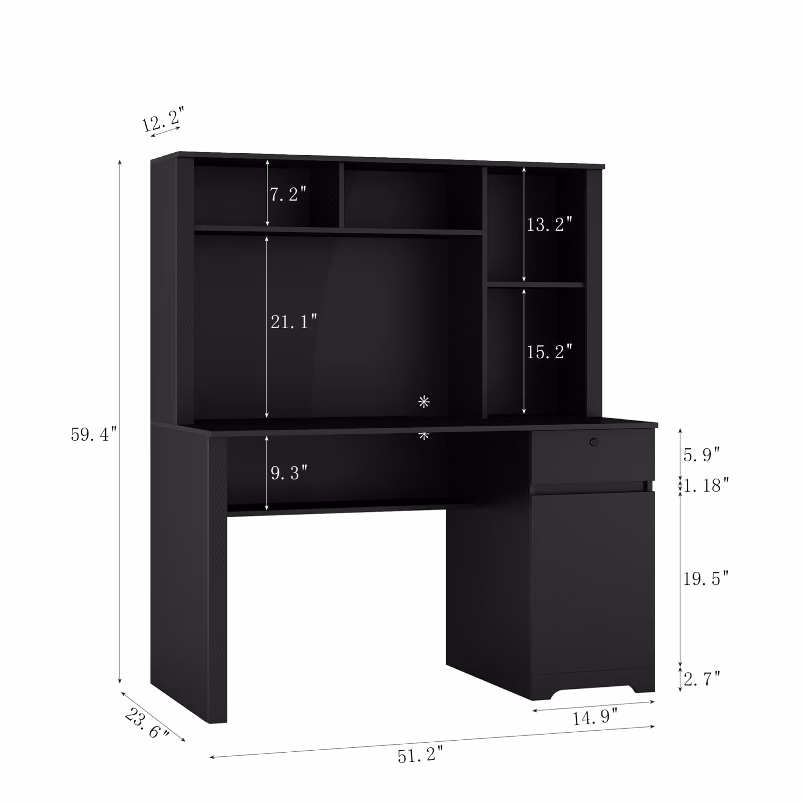 Computer Desk With Hutch & Bookshelf,Wood Executive Desk Teens Student Desk Writing Laptop Home Office Desk With Drawers,3 AC Outlets And 2 USB Charging Ports,Study Laptop Table For Home