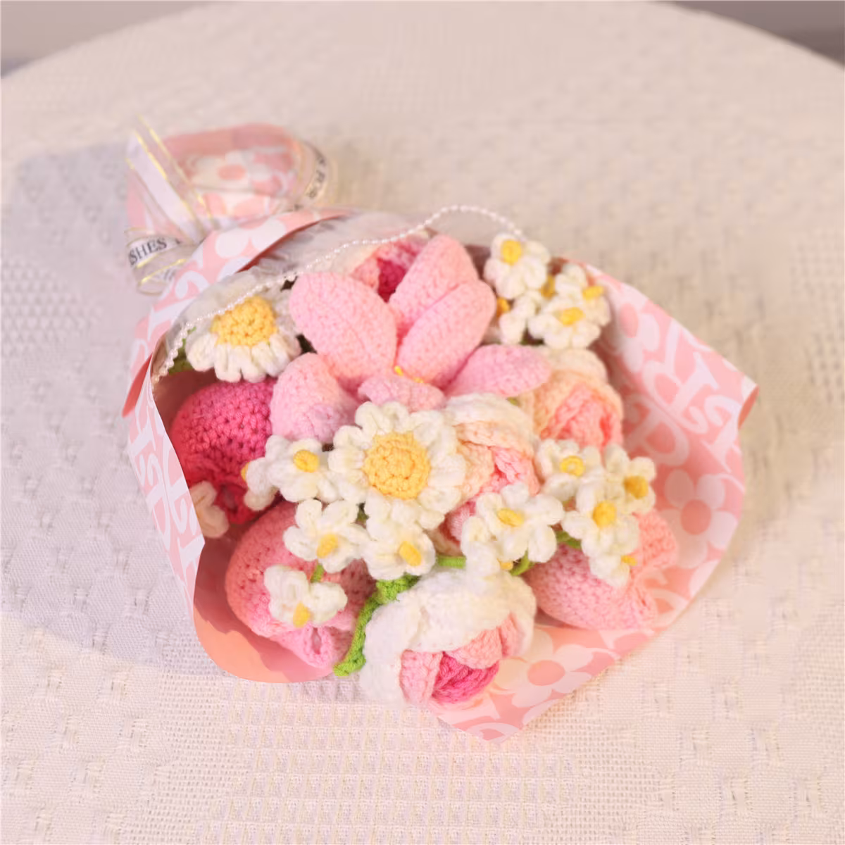 Handmade Crochet Flower Bouquet For Birthday,wedding,party Gift