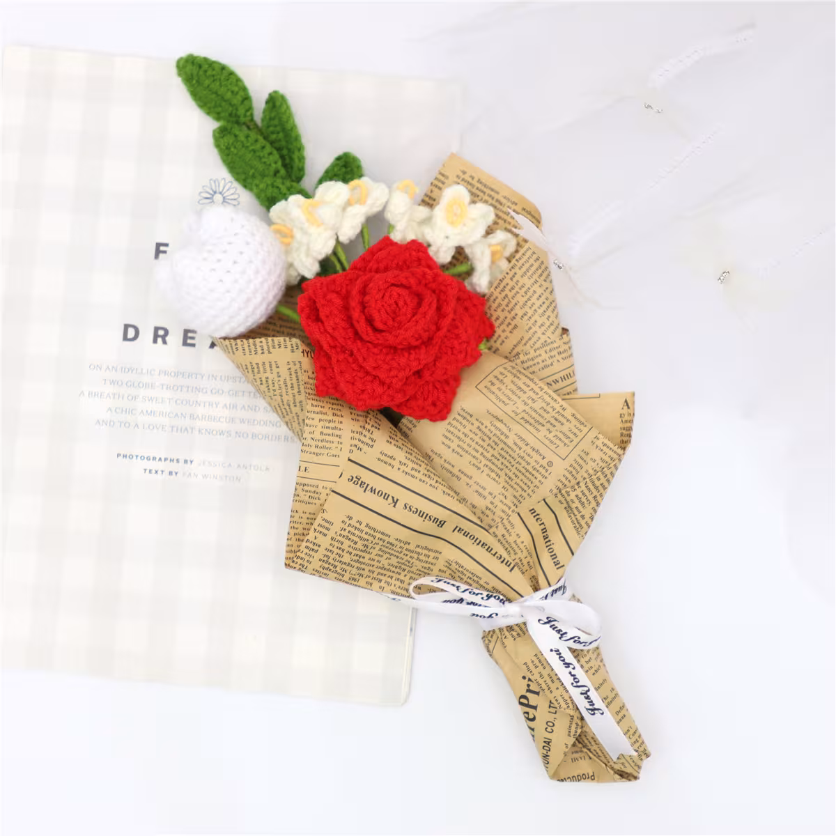 Handmade Crochet Flower Bouquet For Birthday,wedding,party Gift