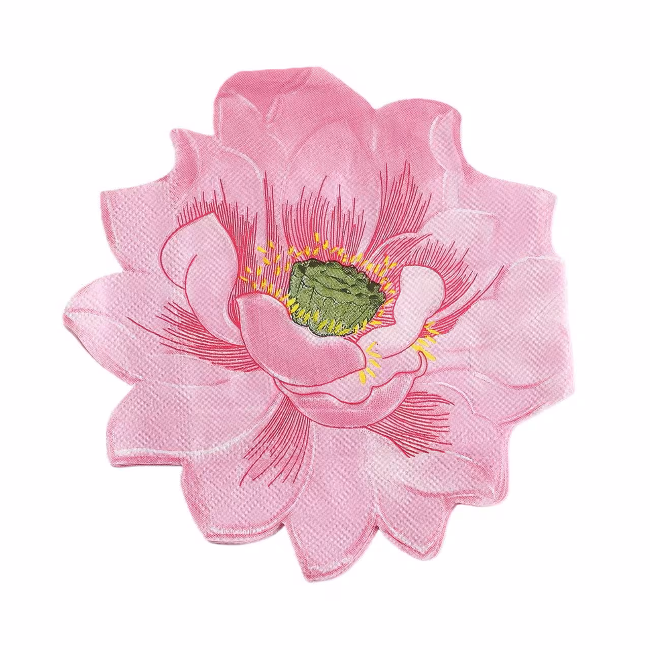 Custom Printed Scalloped Floral Paper Napkins, Unscented Disposable Table Napkins For Home, Hotel & Party