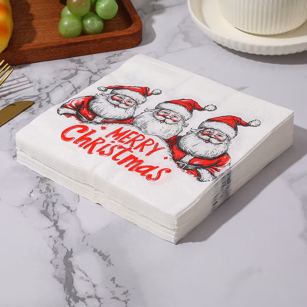 Christmas Party Square Napkins Hotel Holiday Thickeneded Food Grade Paper Towels Household Disposable Napkins