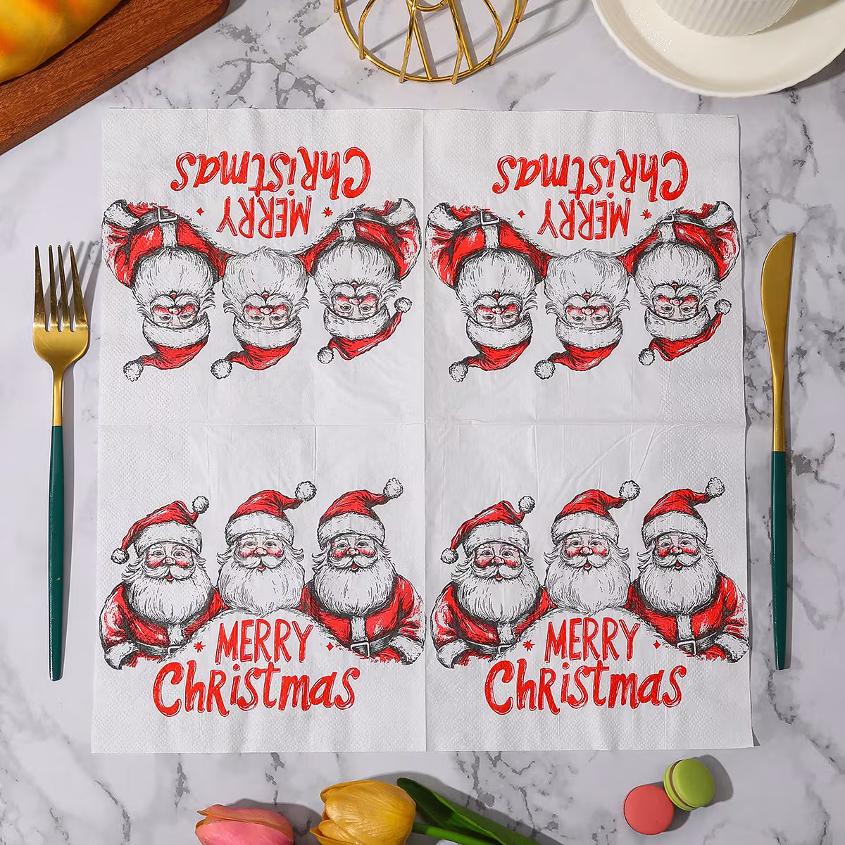 Christmas Party Square Napkins Hotel Holiday Thickeneded Food Grade Paper Towels Household Disposable Napkins