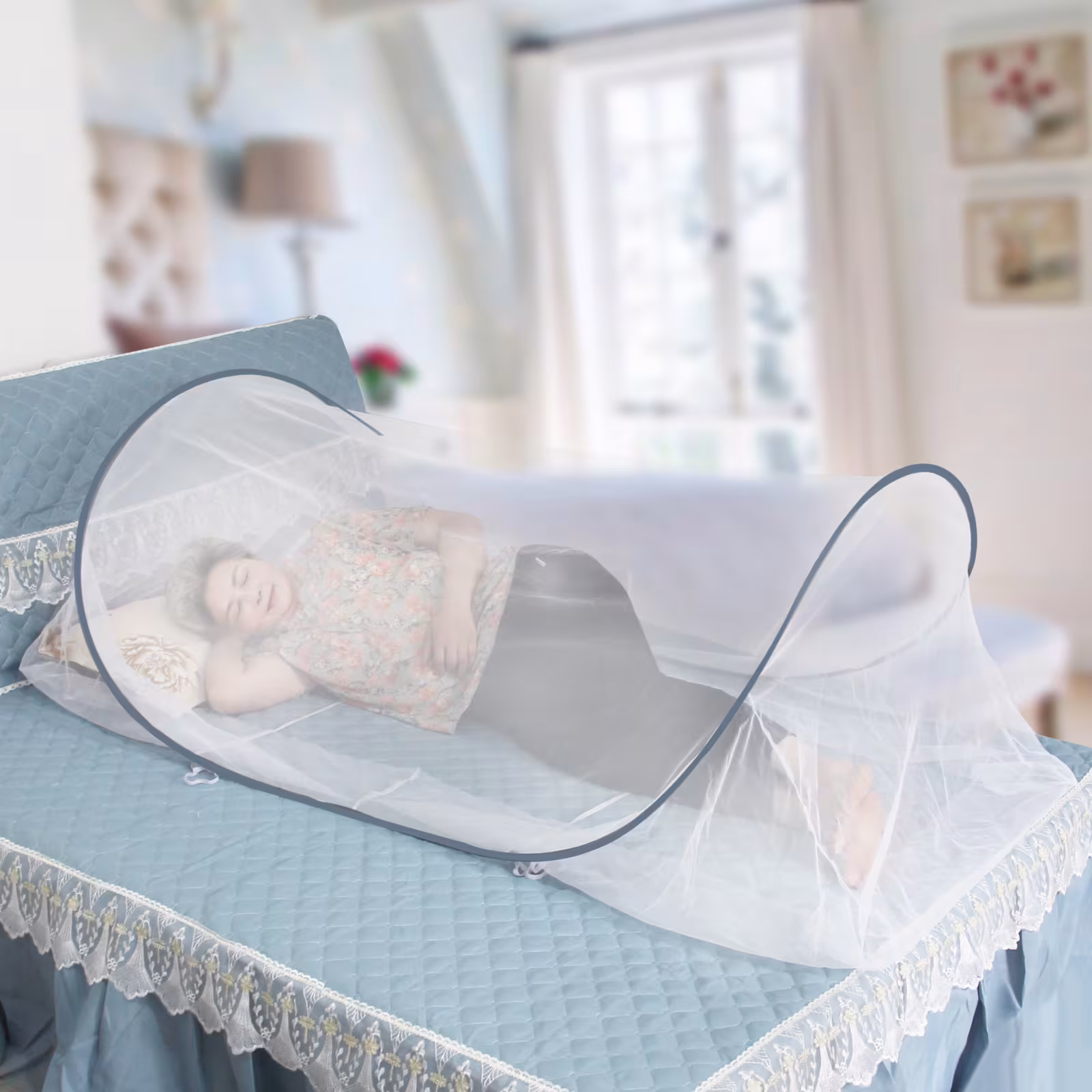 Foldable, No-Installation Mosquito Net For Home Use With Fine Mesh, Adjustable, No Bottom Or Zipper, And Insect-Proof