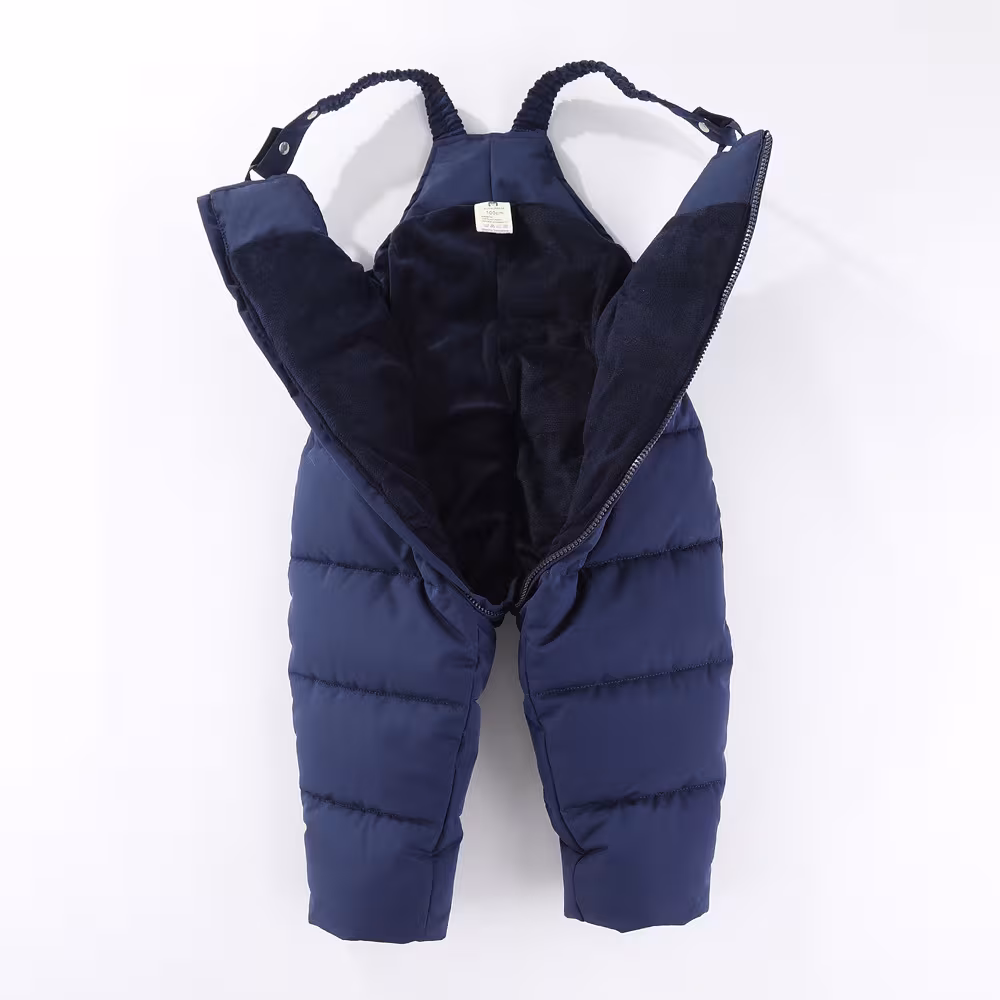 Windproof Waterproof Boys And Girls Big Fur Collar Ski Cotton-padded Overalls Suit