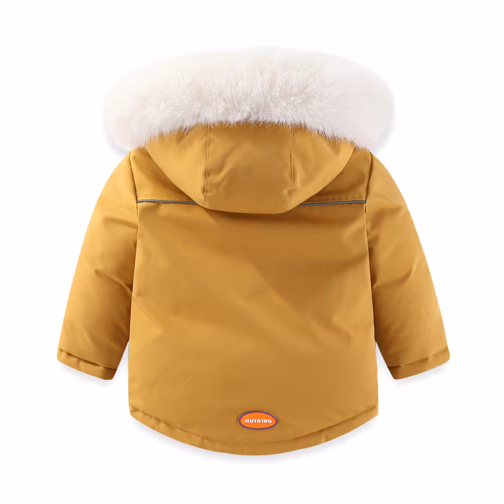 Windproof Waterproof Boys And Girls Big Fur Collar Ski Cotton-padded Overalls Suit