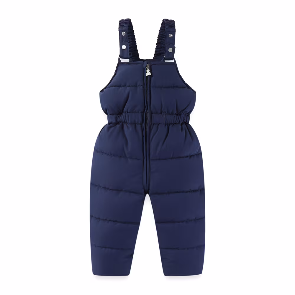 Windproof Waterproof Boys And Girls Big Fur Collar Ski Cotton-padded Overalls Suit