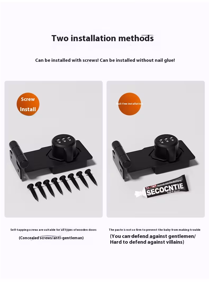 Minimalist Household 90 Degree Password Lock Without Punching
