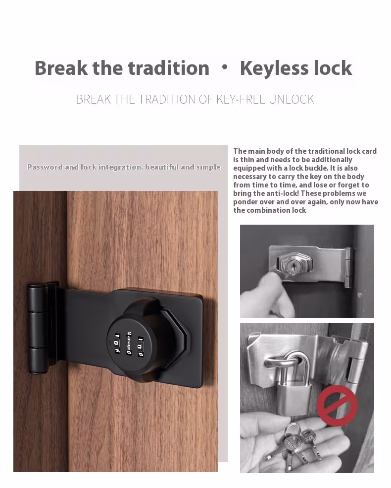 Minimalist Household 90 Degree Password Lock Without Punching