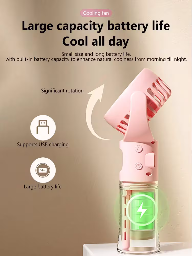 Portable Handheld Spray Fan 4-Speed Water Spray Mist Fan Summer Cooling Artifact USB Charging Summer Supplies Outdoor Mini Fan