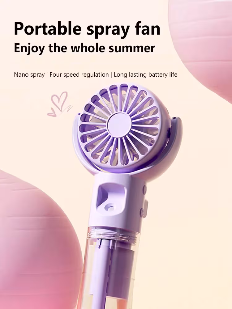 Portable Handheld Spray Fan 4-Speed Water Spray Mist Fan Summer Cooling Artifact USB Charging Summer Supplies Outdoor Mini Fan