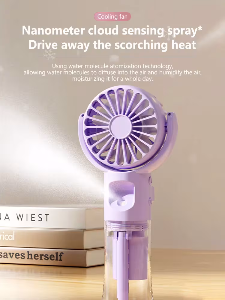 Portable Handheld Spray Fan 4-Speed Water Spray Mist Fan Summer Cooling Artifact USB Charging Summer Supplies Outdoor Mini Fan