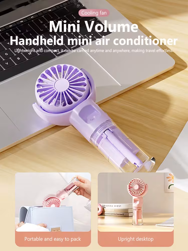 Portable Handheld Spray Fan 4-Speed Water Spray Mist Fan Summer Cooling Artifact USB Charging Summer Supplies Outdoor Mini Fan