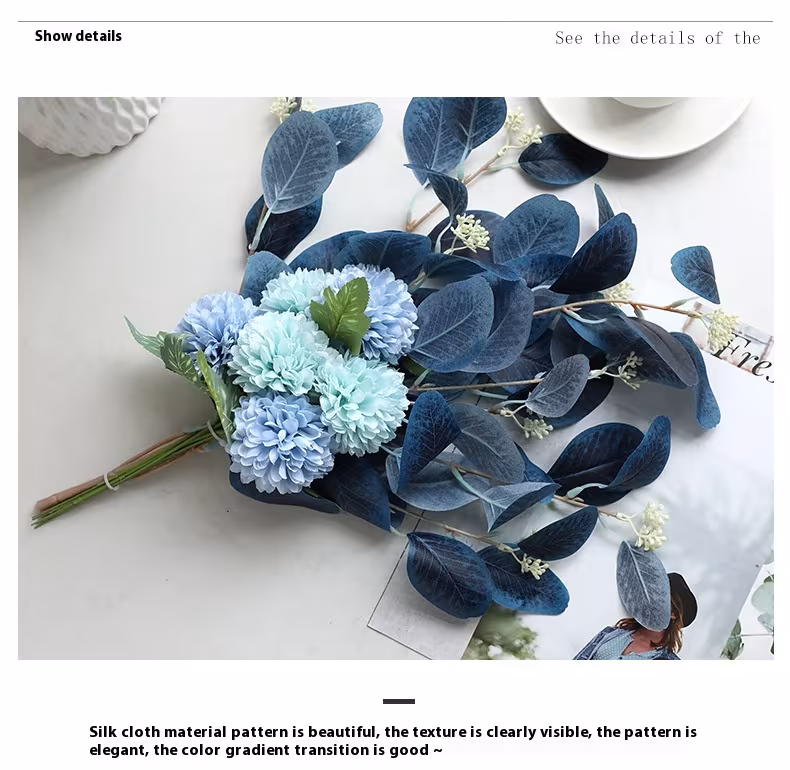 Home Decoration Essential Eucalyptus Leaves Chrysanthemum Bouquet Multi-color Optional Artificial Flower