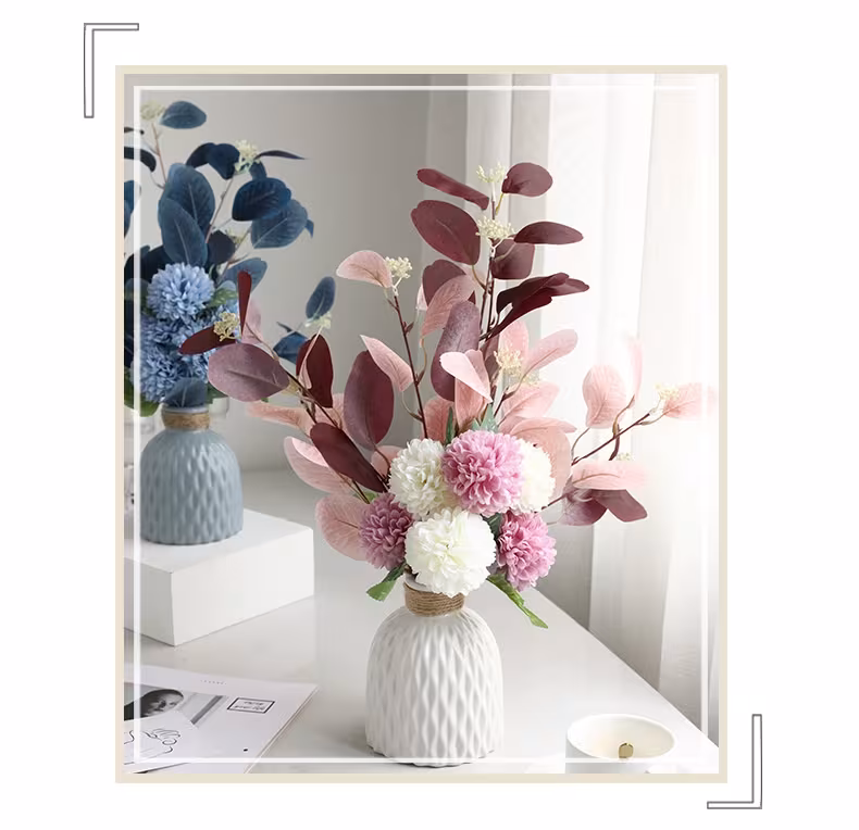 Home Decoration Essential Eucalyptus Leaves Chrysanthemum Bouquet Multi-color Optional Artificial Flower