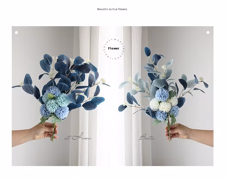 Home Decoration Essential Eucalyptus Leaves Chrysanthemum Bouquet Multi-color Optional Artificial Flower