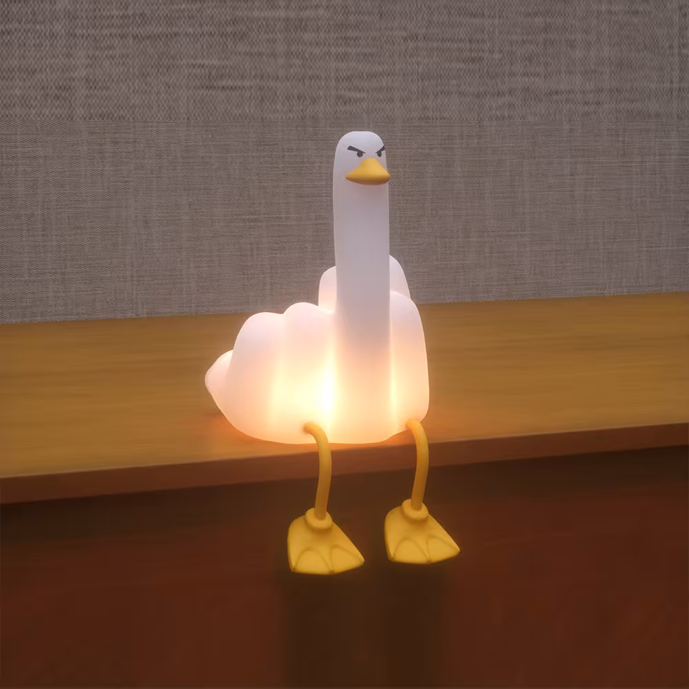 Amazon Cross-border Creative Gift Middle Finger Duck Small Night Lamp Rechargeable Dimming Vinyl Little Duck Night Light