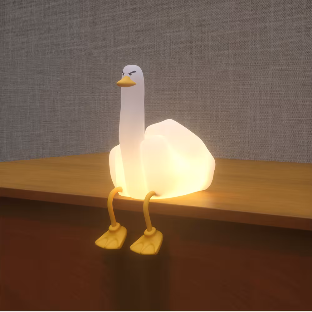 Amazon Cross-border Creative Gift Middle Finger Duck Small Night Lamp Rechargeable Dimming Vinyl Little Duck Night Light