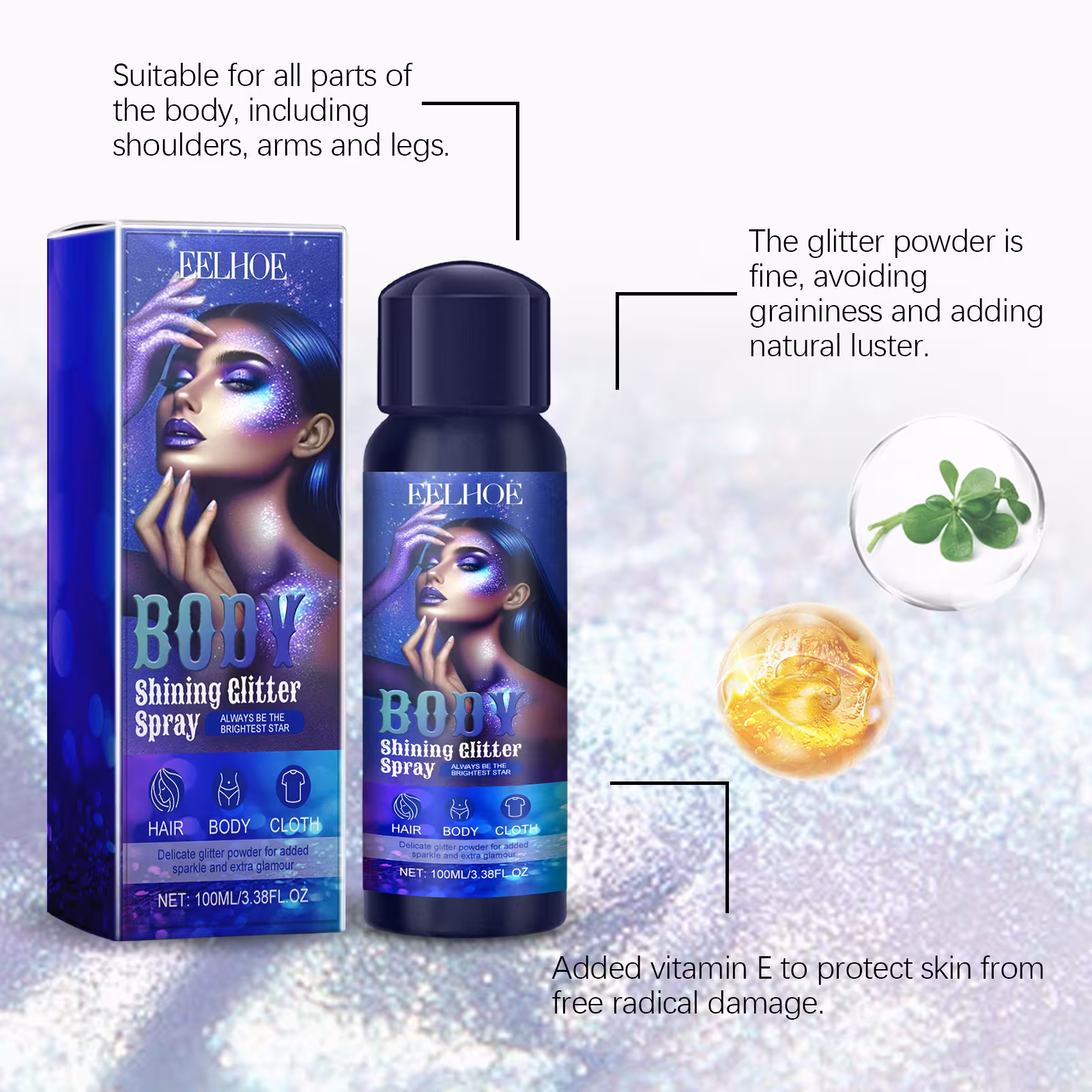 Highlight Brightening Glitter Spray Natural Three-dimensional Long Lasting