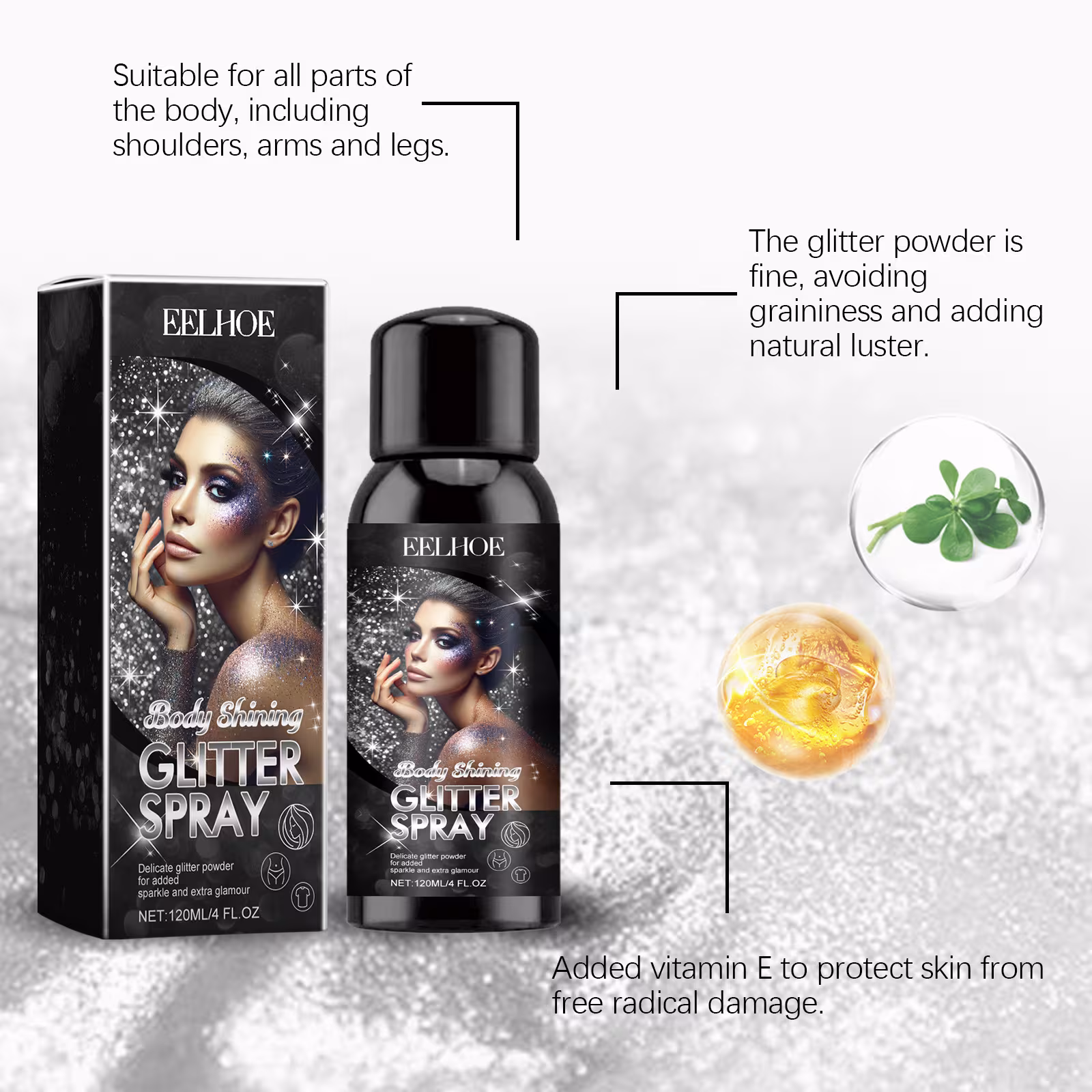 Stage Makeup Glitter Spray Natural Three-dimensional