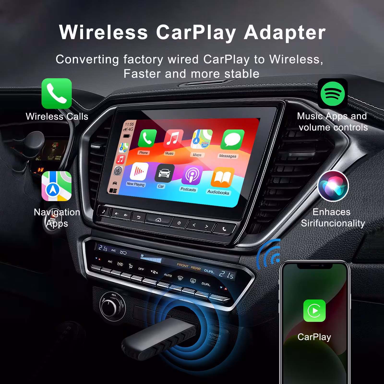 Carplay Box Module Original Car Wired To Wireless Private Model Real Upgrade Wireless Projector