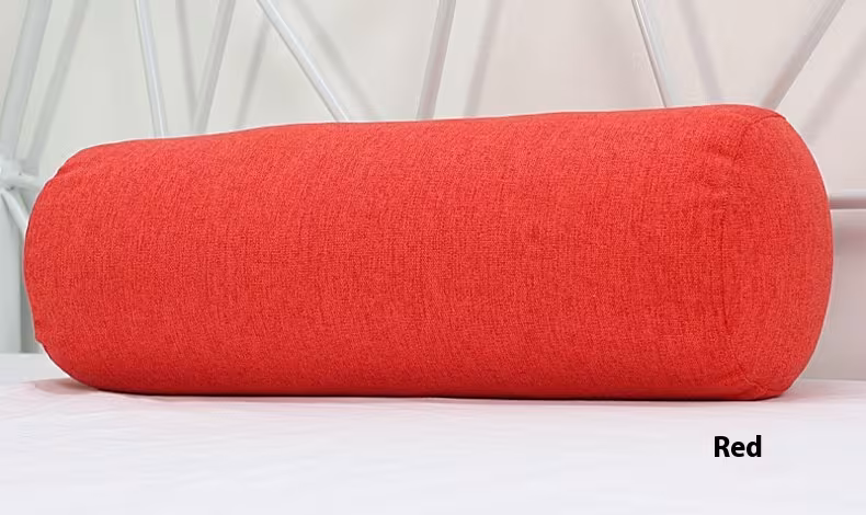 Solid Color Cotton And Linen Pillow Cylindrical Lumbar Support Pillow
