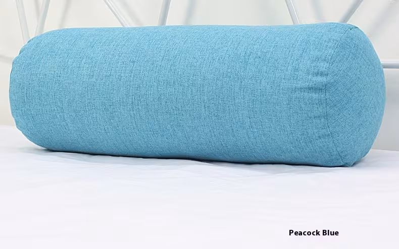 Solid Color Cotton And Linen Pillow Cylindrical Lumbar Support Pillow