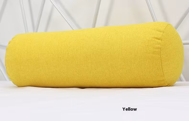 Solid Color Cotton And Linen Pillow Cylindrical Lumbar Support Pillow