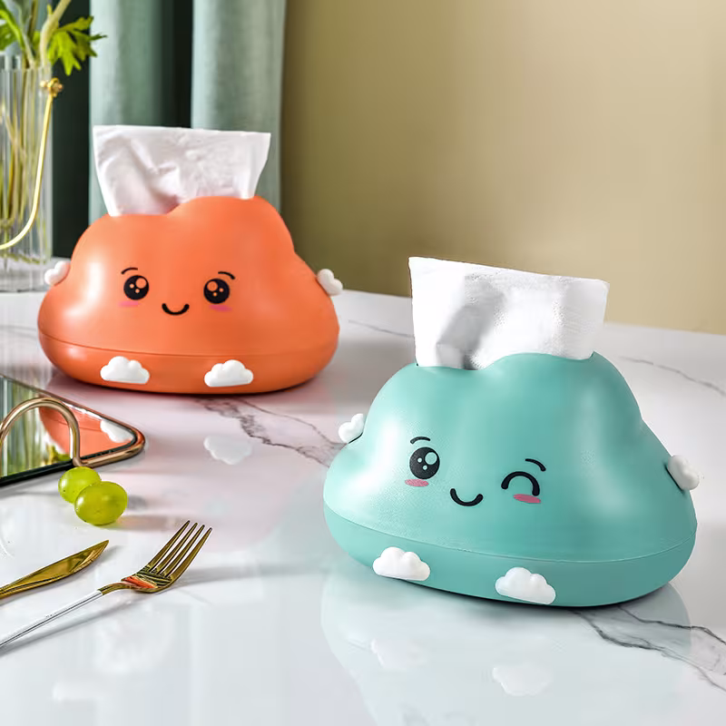 Creative Cartoon Clouds Plastic Paper Napping Box Cute Desktop Tissue Box