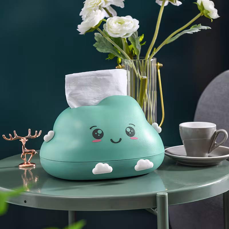 Creative Cartoon Clouds Plastic Paper Napping Box Cute Desktop Tissue Box