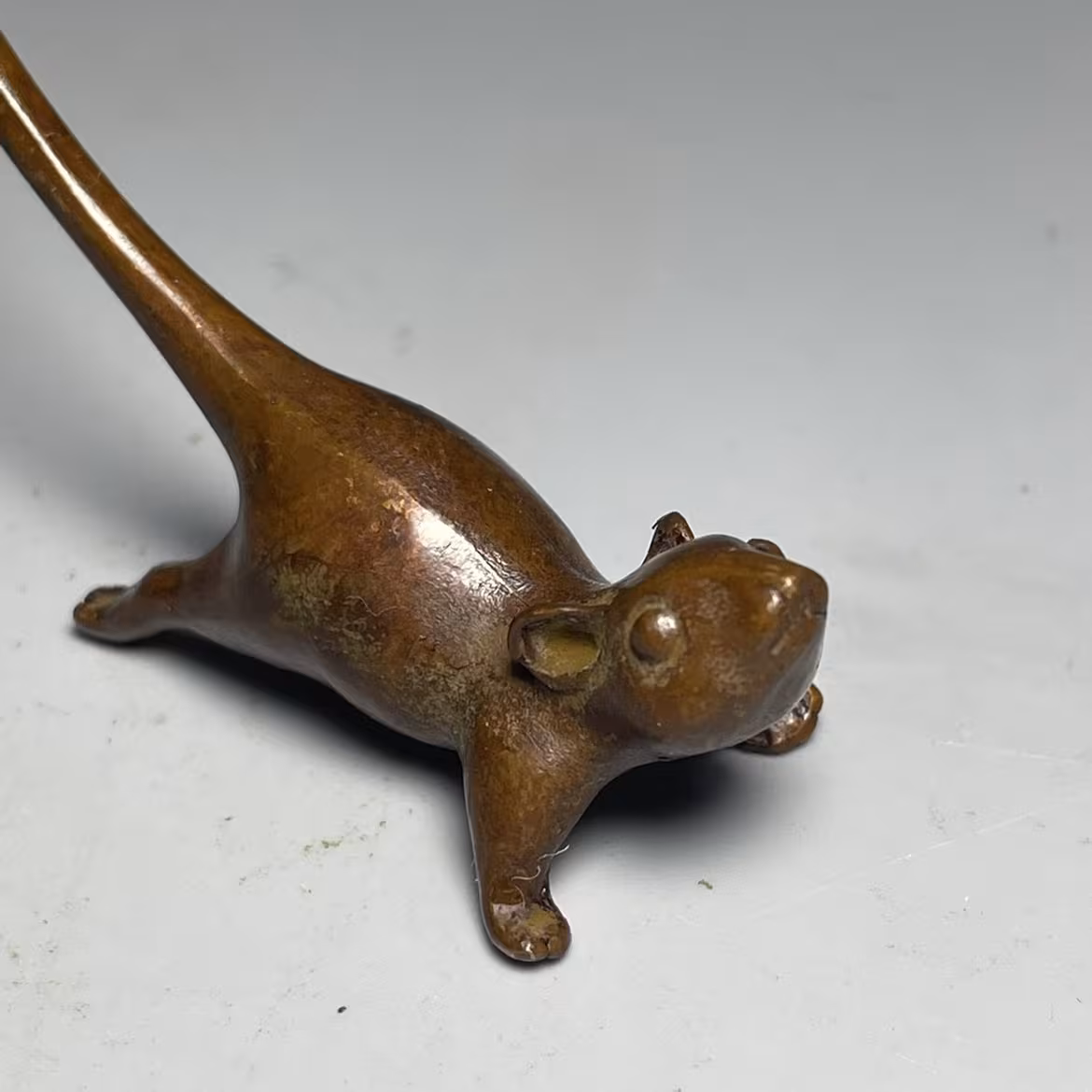 Antique Solid Copper Zodiac Lucky Long Tail Mouse