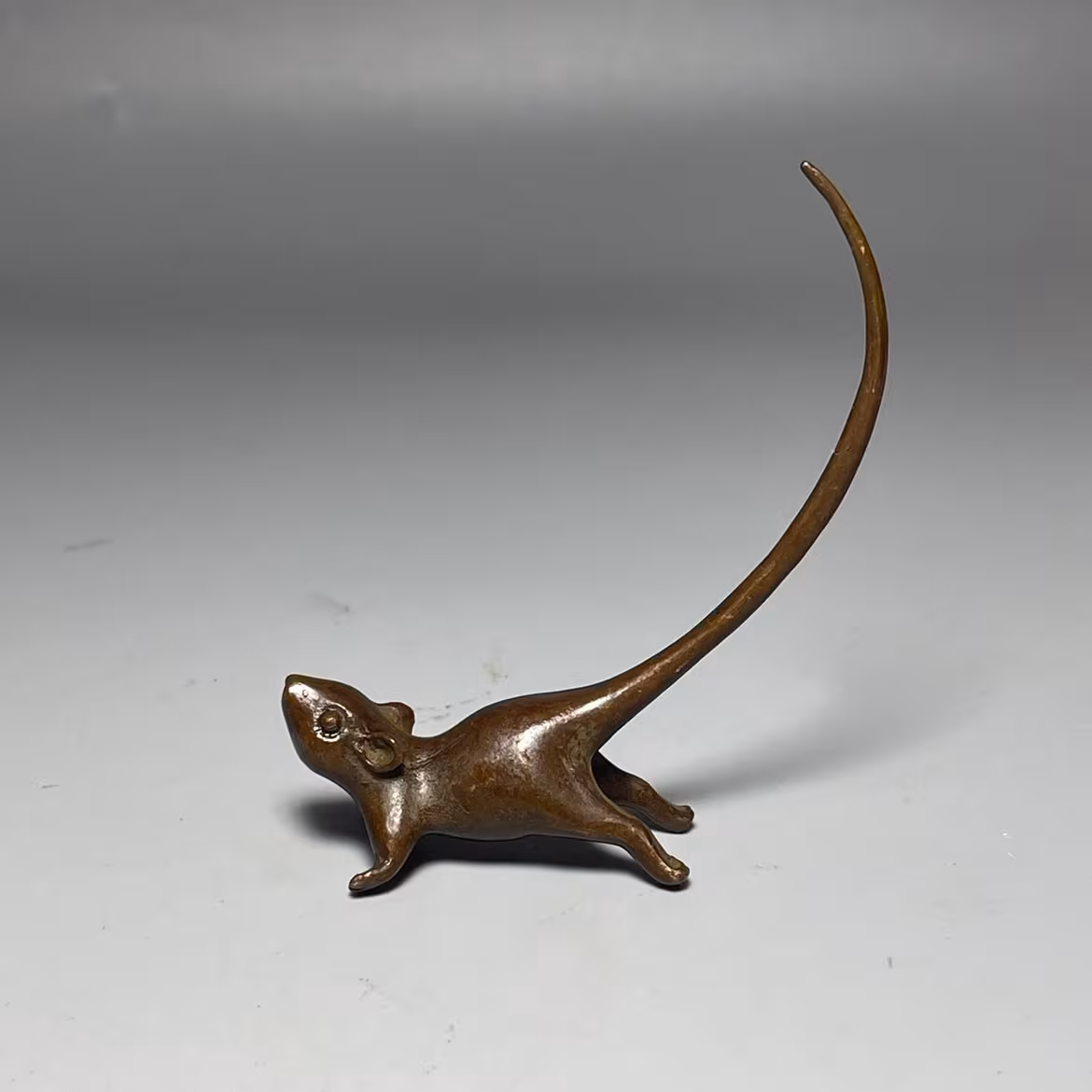 Antique Solid Copper Zodiac Lucky Long Tail Mouse