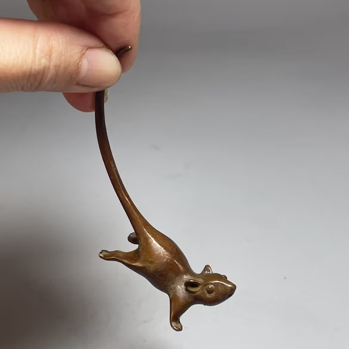 Antique Solid Copper Zodiac Lucky Long Tail Mouse