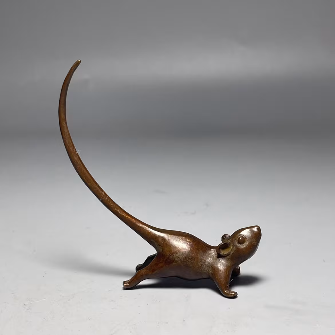 Antique Solid Copper Zodiac Lucky Long Tail Mouse