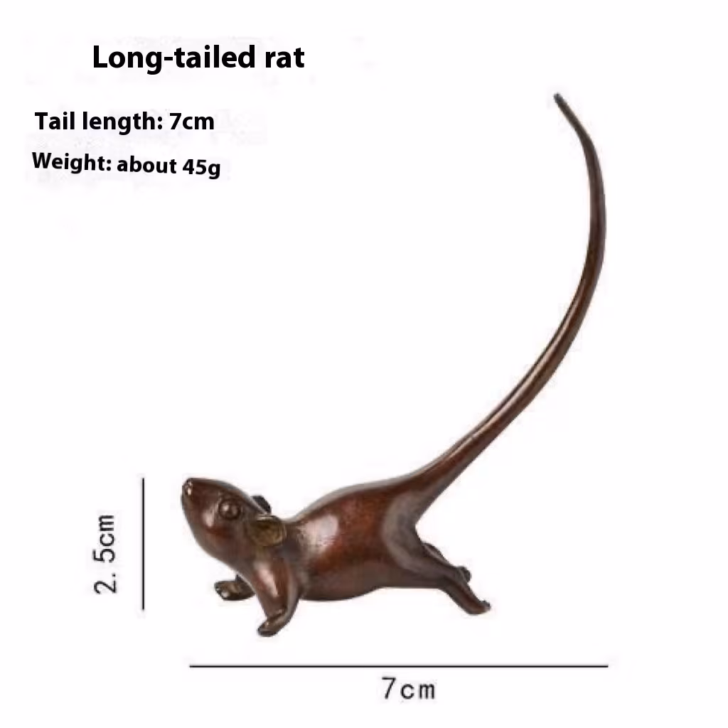 Antique Solid Copper Zodiac Lucky Long Tail Mouse