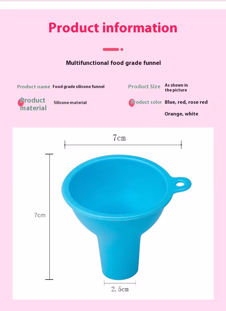 Silicone Funnel Kitchen Oil Pouring Points Small Size Wide Mouth Large Diameter