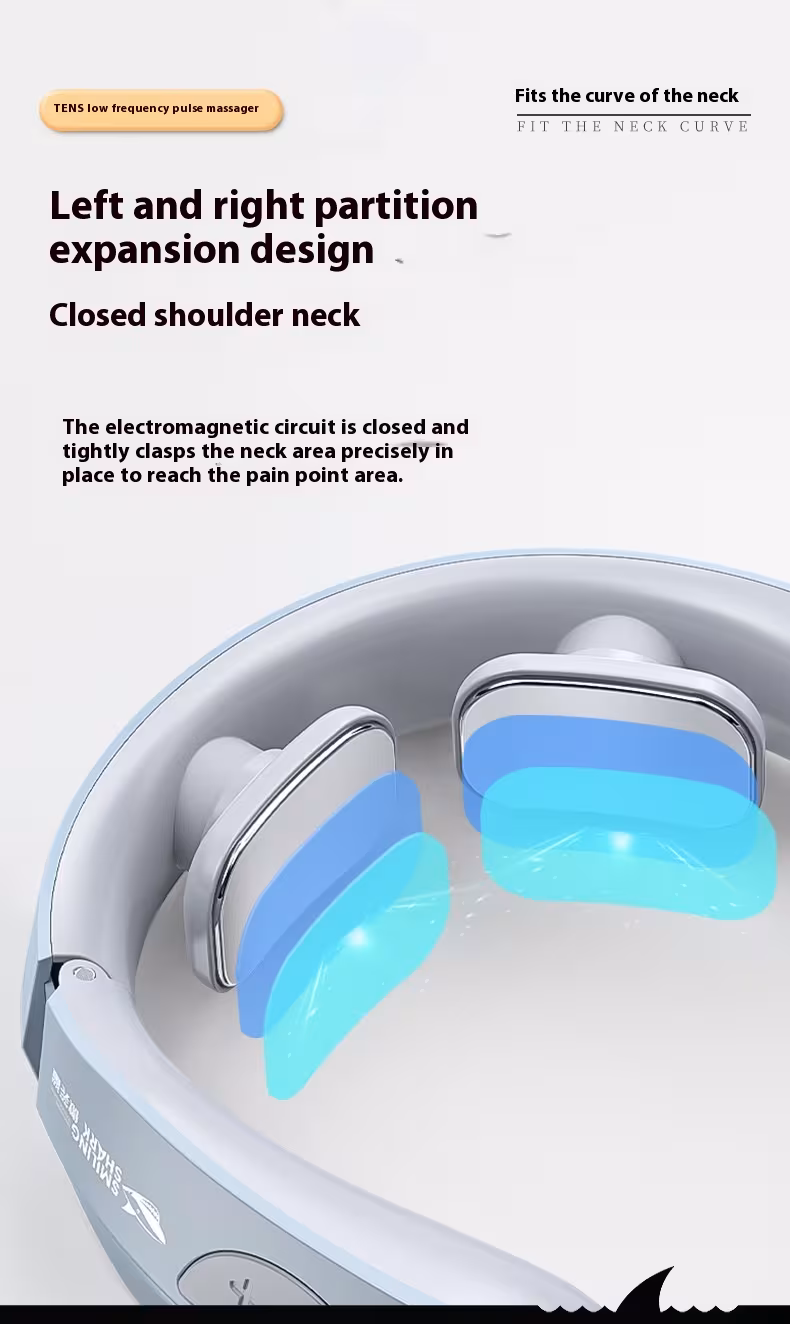 Electric Neck Massager EMS Pulse Rechargeable USB Cervical Traction Therapy Massage Stimulator Pain Relief Heating Function