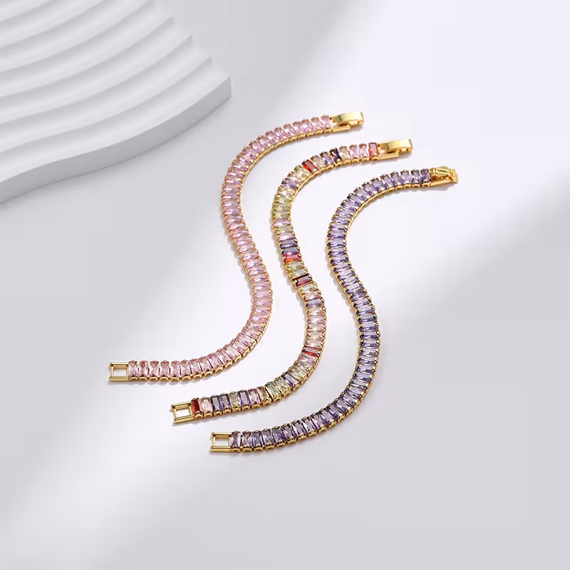 Real Gold Plating High-grade Color Zircon Exquisite Vintage Bracelet