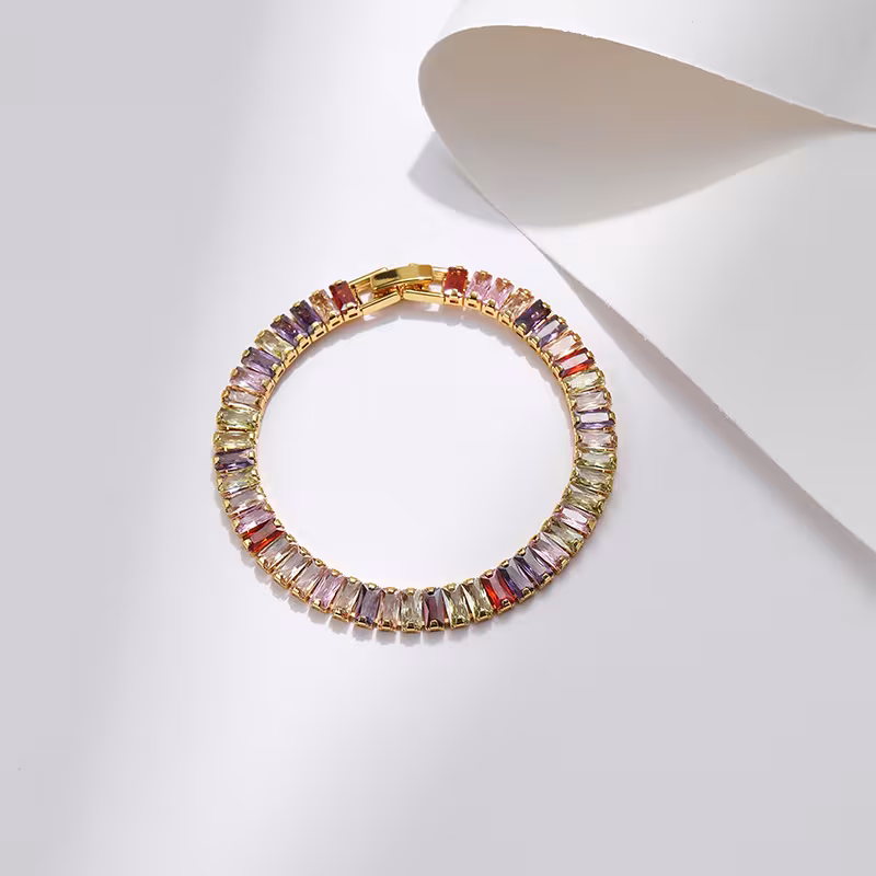 Real Gold Plating High-grade Color Zircon Exquisite Vintage Bracelet