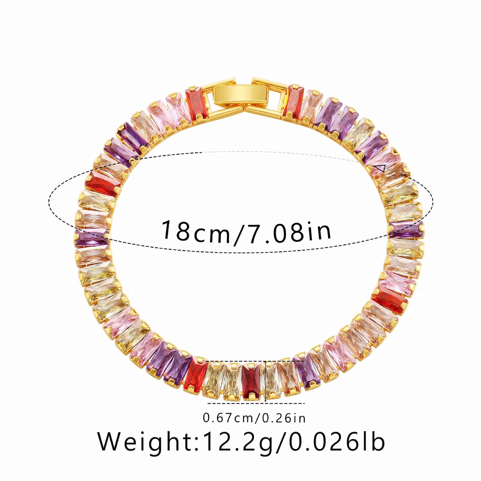 Real Gold Plating High-grade Color Zircon Exquisite Vintage Bracelet