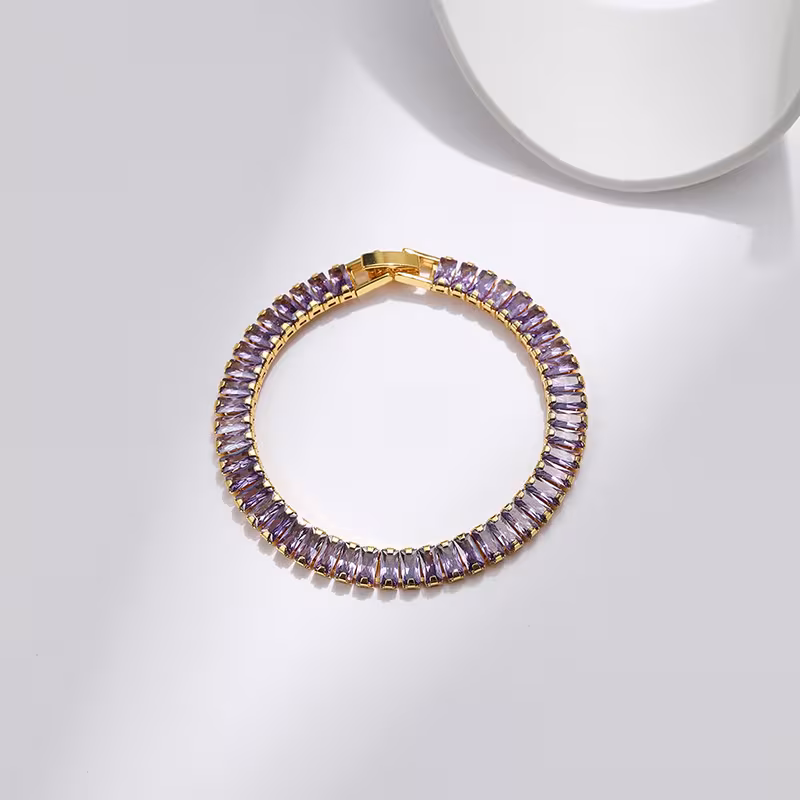 Real Gold Plating High-grade Color Zircon Exquisite Vintage Bracelet