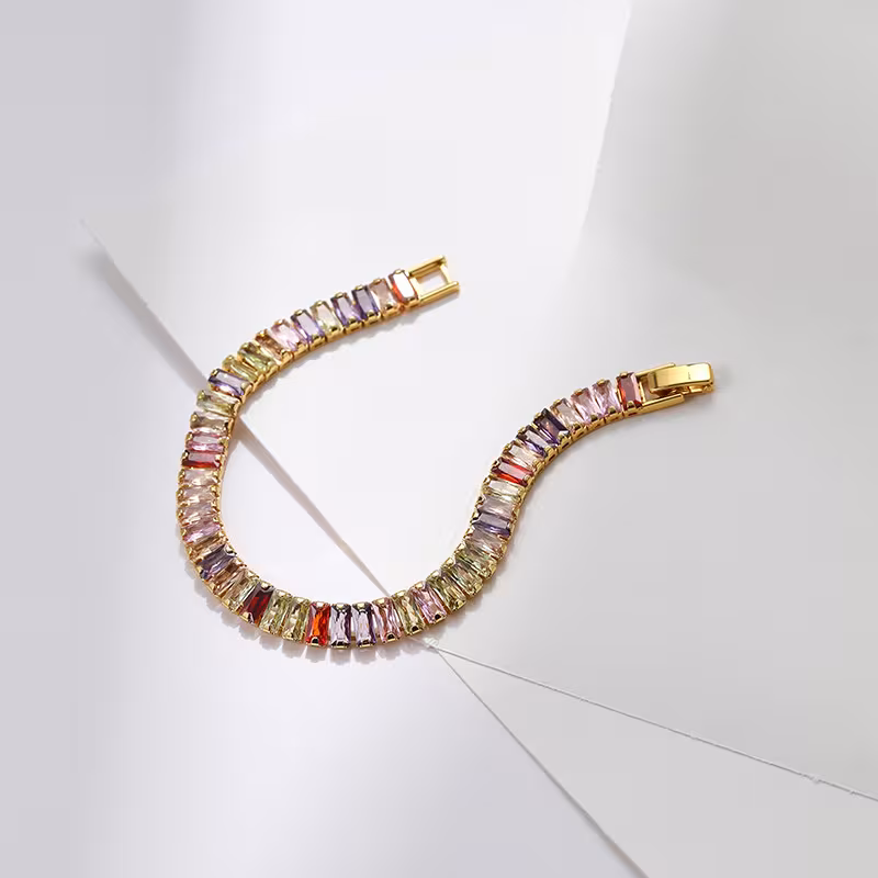 Real Gold Plating High-grade Color Zircon Exquisite Vintage Bracelet