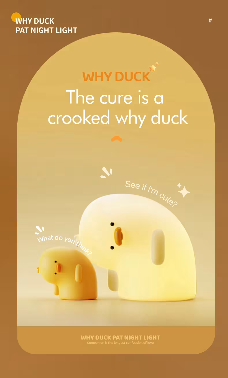 Cute Duck LED Night Light USB Rechargeable Nightlights Silicone Lamp Touch Soft Mood Light Child Kid Gift Bedroom Decor