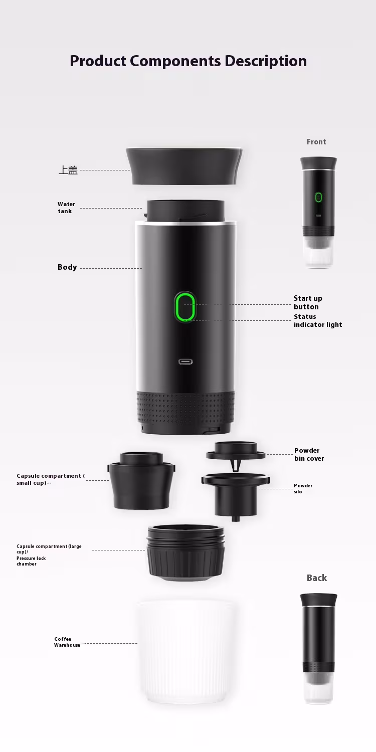 Electric Grinder Coffee Travel Handy 3 In1 Espresso Portable Coffee Espresso Maker Machine Cafe Portable Capsule Coffee Machine Kitchen Gadgets