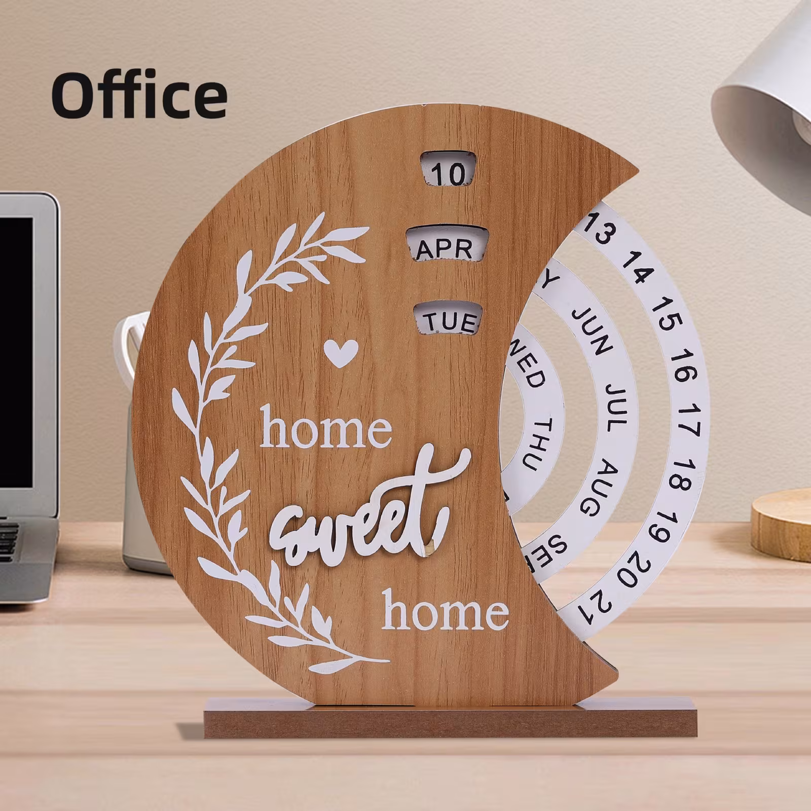 Wooden Creative Calendar Perpetual Calendar Home Decoration Office Desk Decoration Manual Rotation