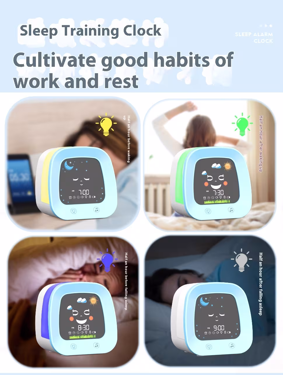 Children's Music Alarm Student Mute Snooze Alarm Bedside Luminous Clock