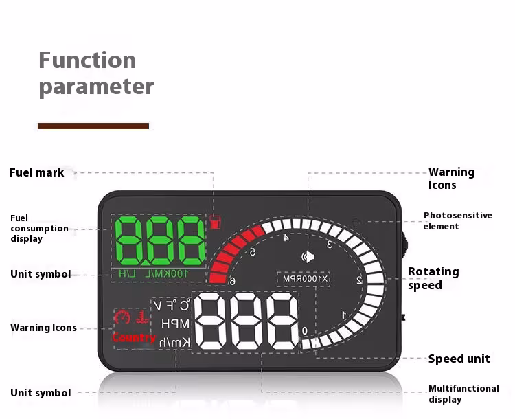 Car Mounted HUD Head Up Display Fuel Consumption Voltage Projector