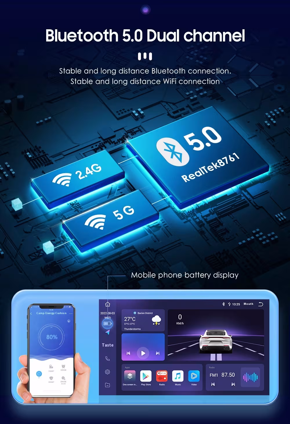 Android Large Screen 101-inch Universal Rotation Shaking Head Doll For Car All-in-one Navigation Machine
