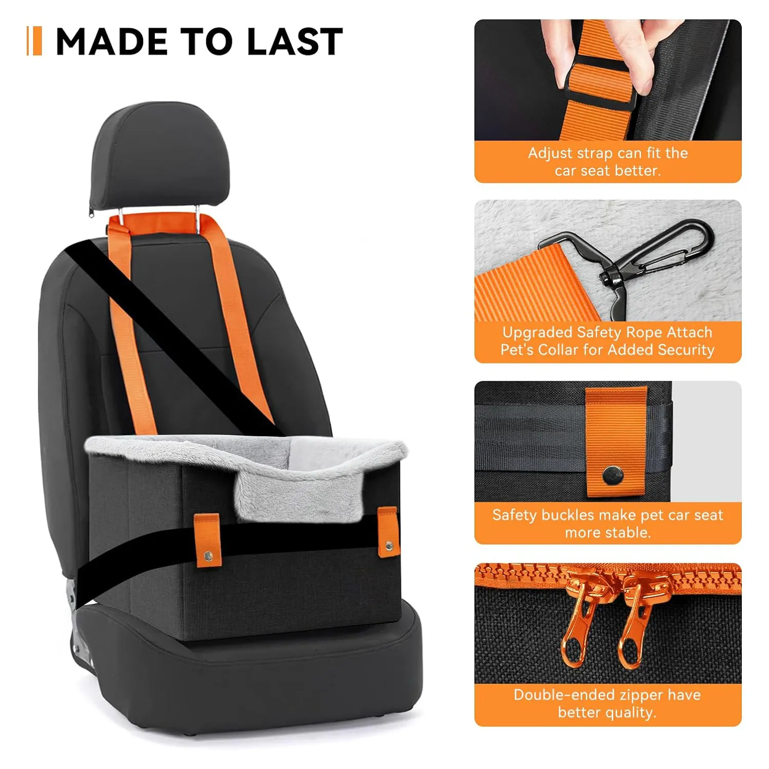 Portable Small Dog Car Seat Dog Booster Seat For Car With Clip-On Safety Leash Perfect For Small Pets Pet Products